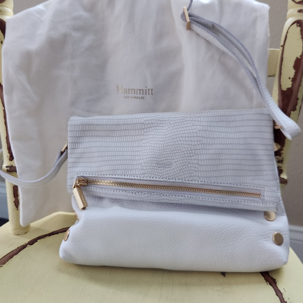 Hammitt White Textured Clutch With Dustbag
